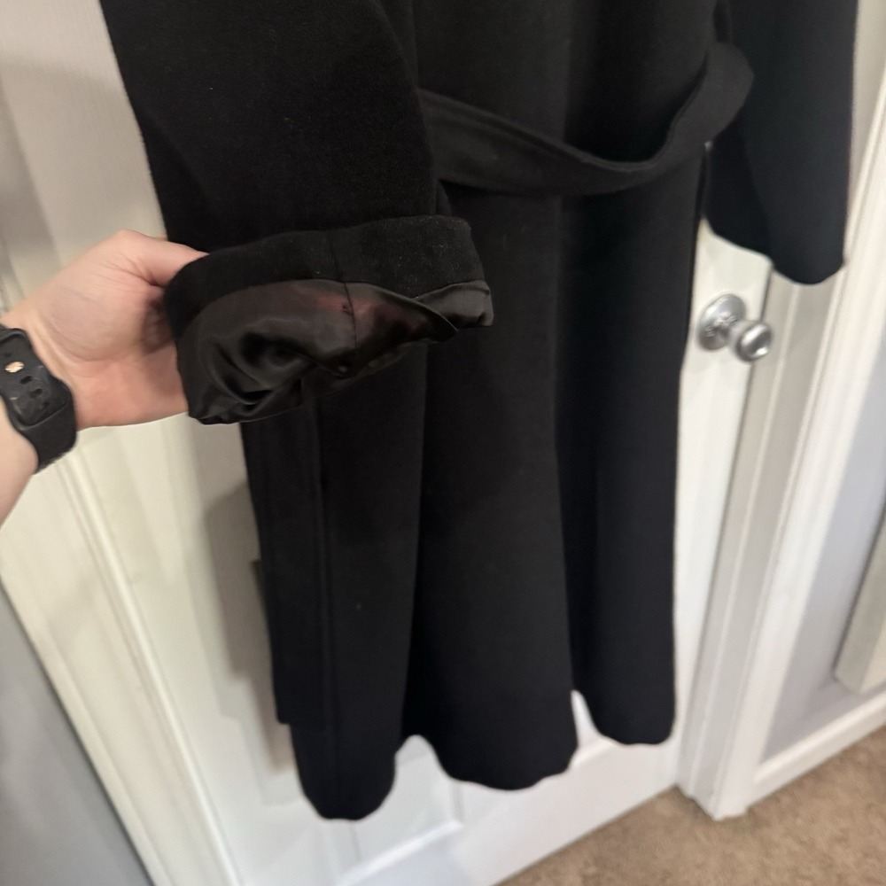 Giuliana Teso Neiman Marcus Black Wool Blend Long Coat Sz-44 Made In Italy VTG‎ - Picture 9 of 16